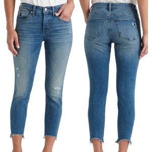 Ava Distressed Hem Crop Skinny Jeans